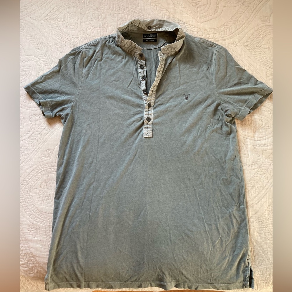 AllSaints Men’s Band Mandarin Collar Polo Shirt M